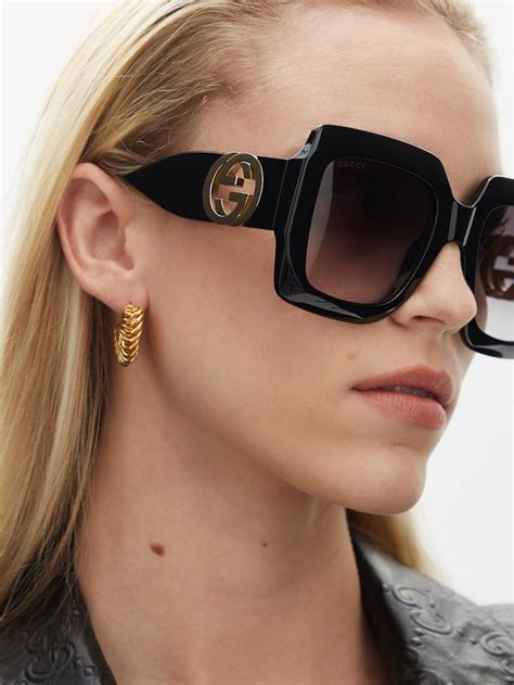 Gucci GG Oversized Square Acetate Sunglasses.